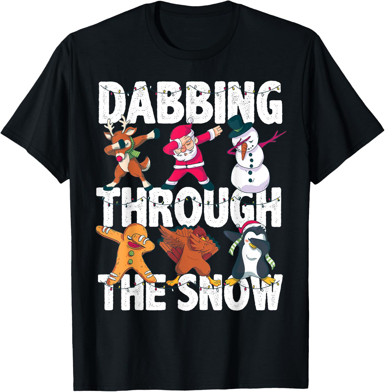 Christmas Shirt Santa Friends Dabbing Through the Snow Gift T-Shirt - T-Shirt | Black