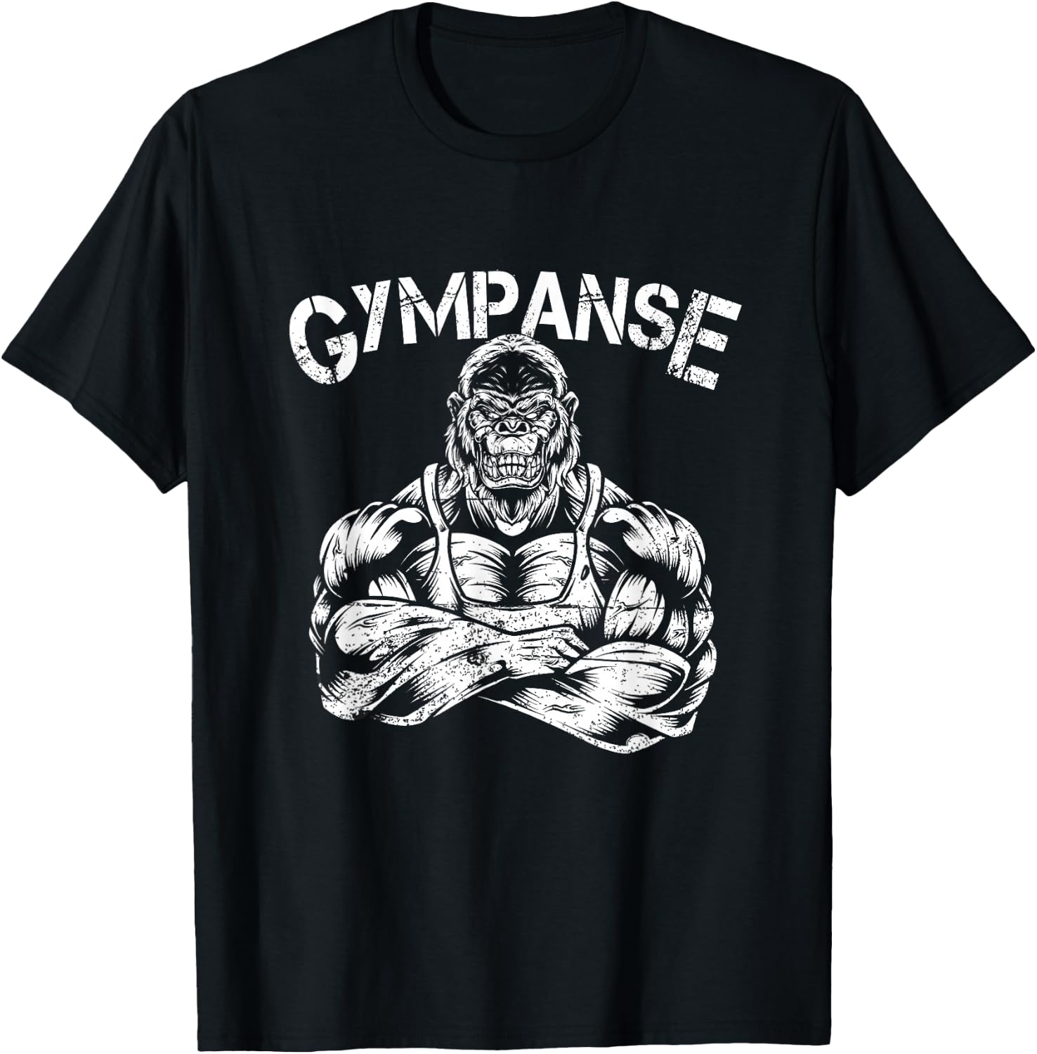 Gympanse Gym Monkey Chimpanzee Fitness Coach Gym Trainer , black T-Shirt - T-Shirt | Black