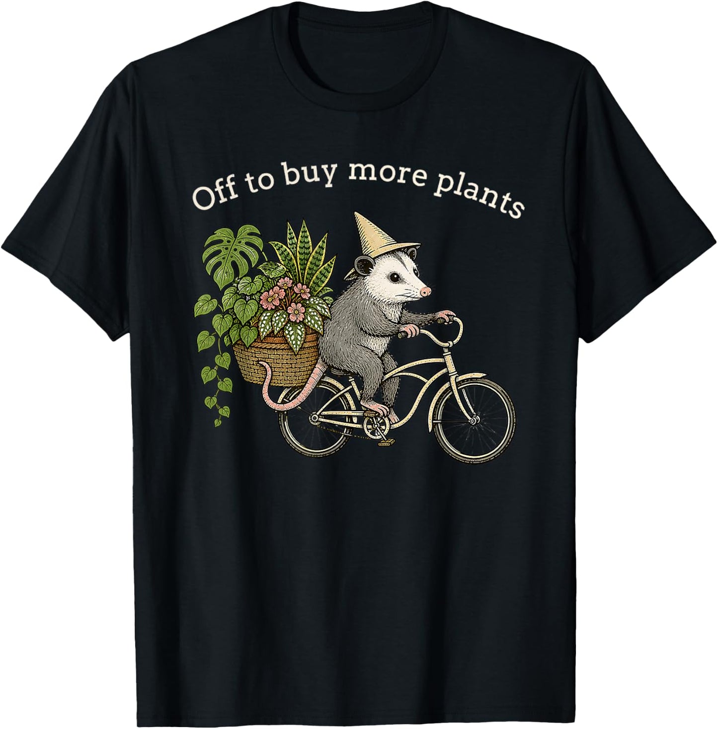 Off to Buy More Plants Funny Possum Plant Lover Gardening T-Shirt - T-Shirt | Black