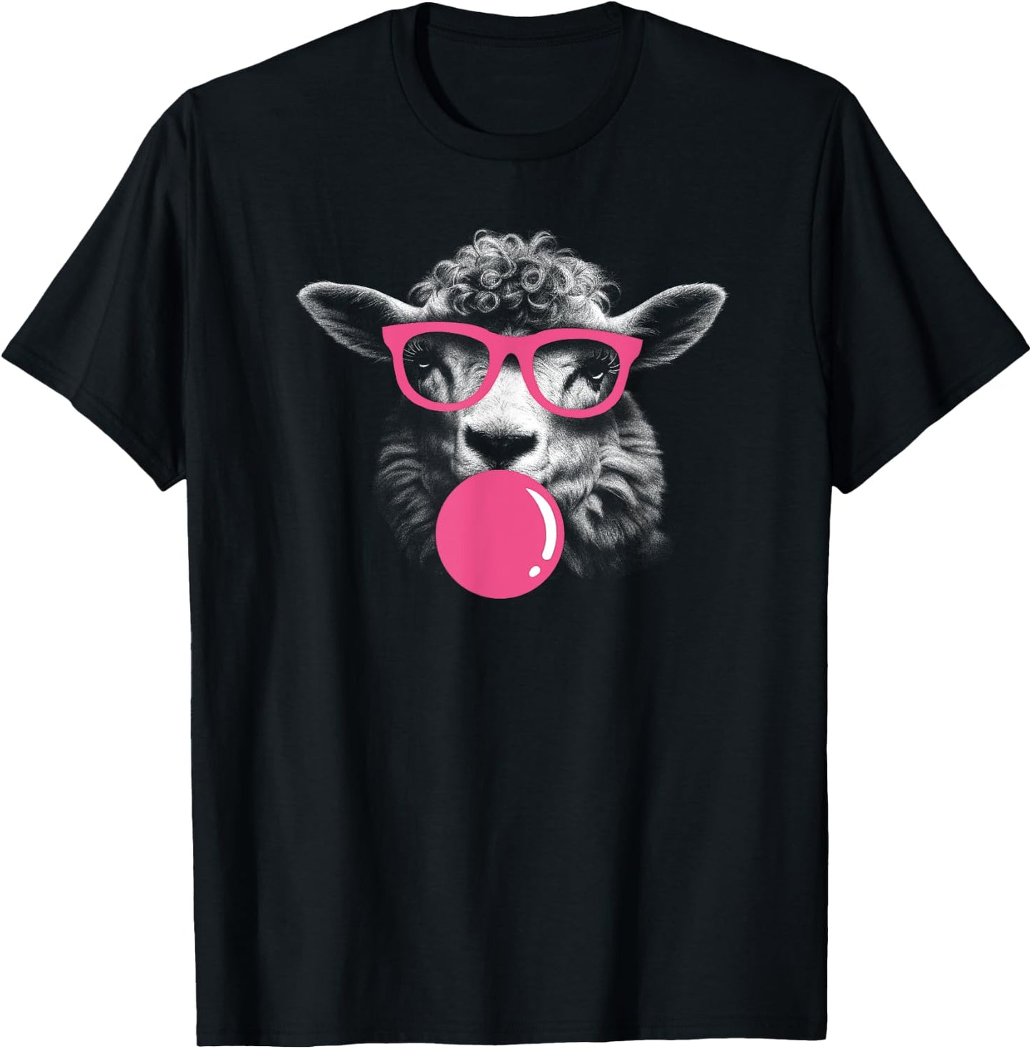 Funny Sheep Chews Chewing Gum Comic Women Children T-Shirt - T-Shirt | Black