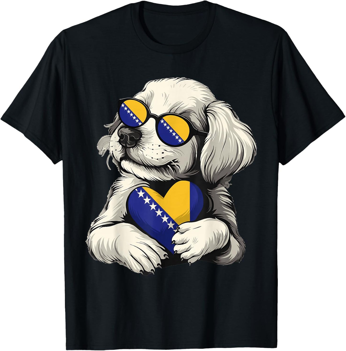 Bosnia and Herzegovina Flag Dog Bosnian Pride T-Shirt - T-Shirt | Black