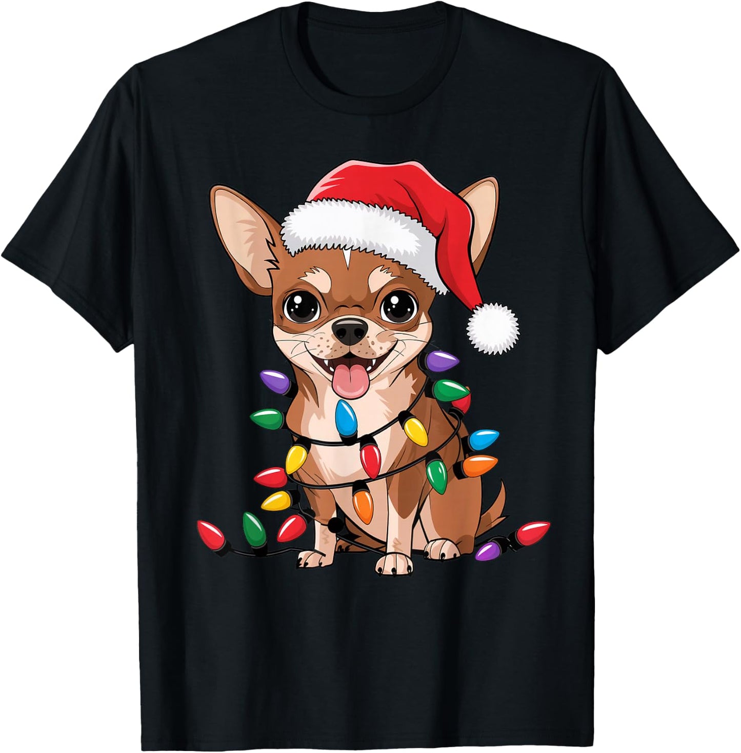Chihuahua Christmas Lights Xmas Dogs Gifts Women T-Shirt - T-Shirt | Black