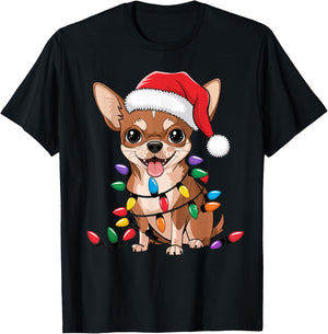 Chihuahua Christmas Lights Xmas Dogs Gifts Women T-Shirt - T-Shirt | Black