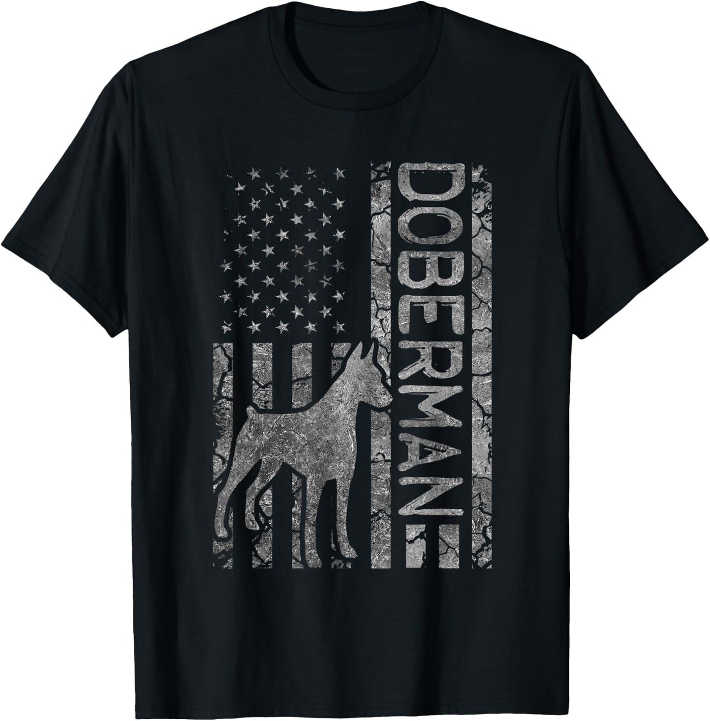 Doberman Lover Design Women American Flag Doberman T-Shirt - T-Shirt | Black