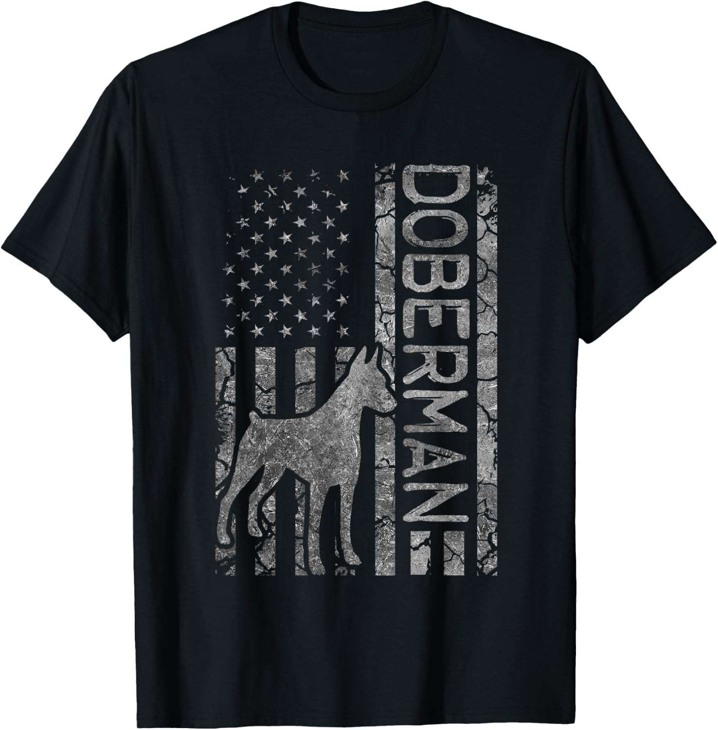 Doberman Lover Design Women American Flag Doberman T-Shirt - T-Shirt | Black