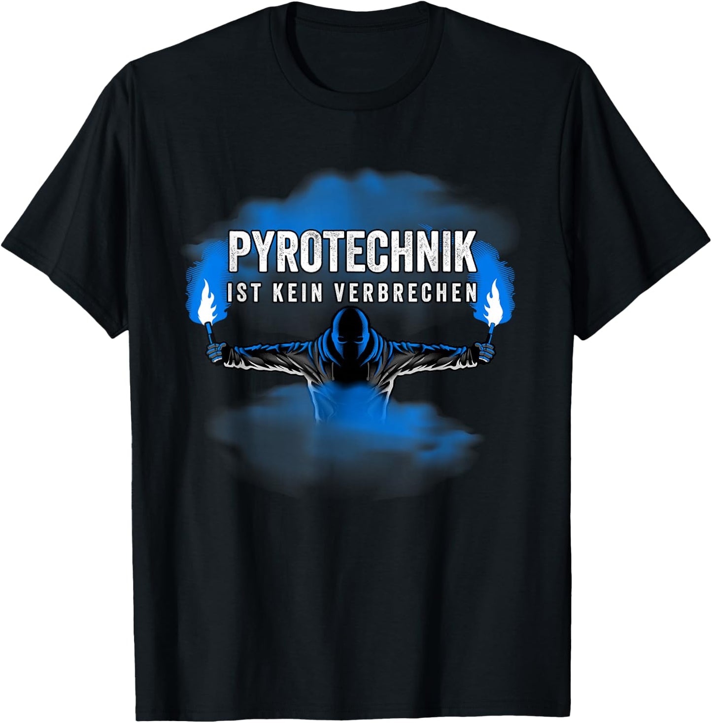 with "PYROTECHNIK IST KEIN KRIM" - PYRO - BENGALO - BLUE T-Shirt - T-Shirt | Black