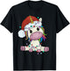 Unicorn Christmas Tree Lights Family Matching Kids Girls T-Shirt - T-Shirt | Black