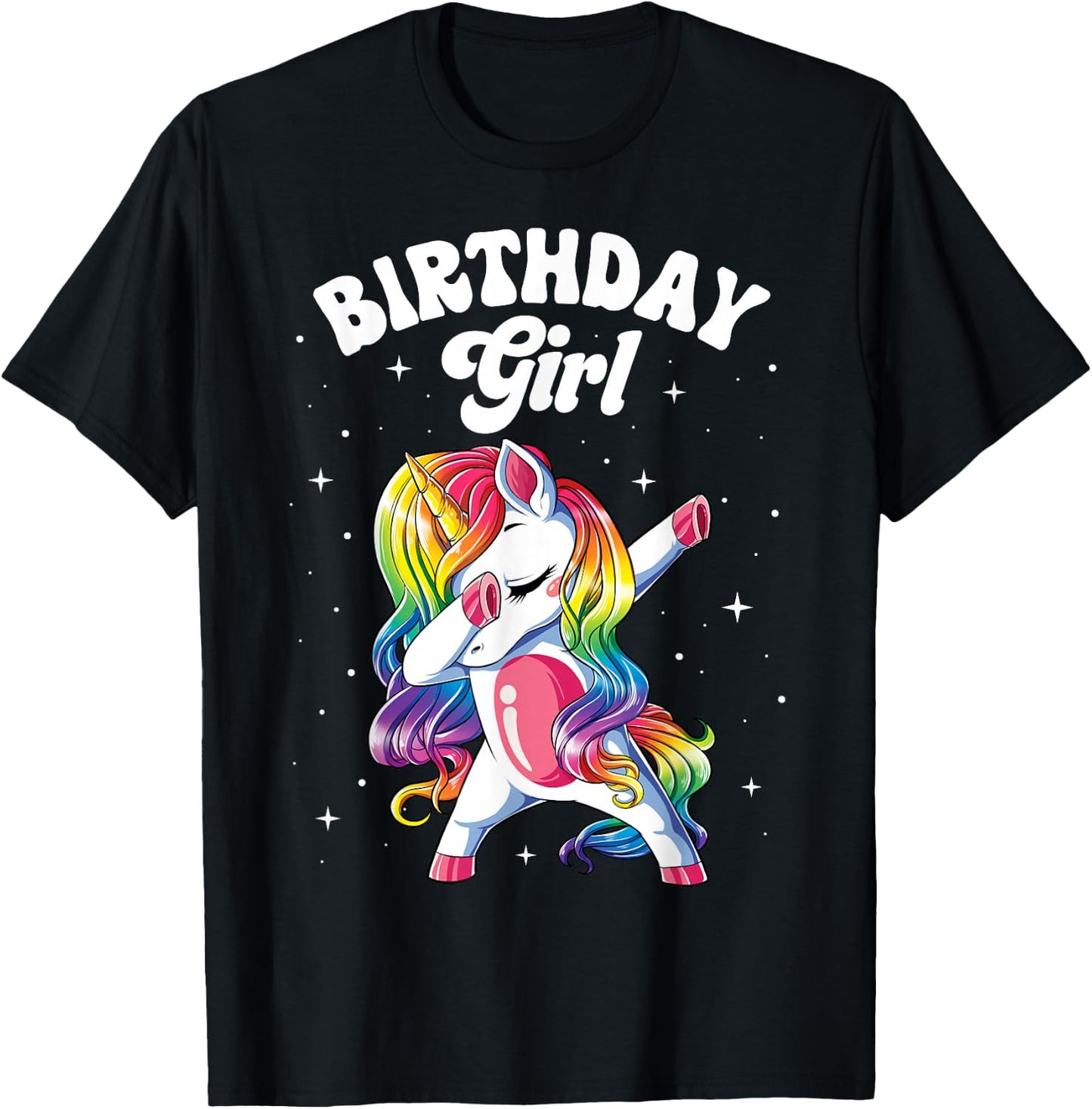 Unicorn Dabbing Birthday Girl Kids Rainbow Dab Dance Squad T-Shirt - T-Shirt | Black
