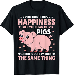 You Can't Buy Happiness But You Can Buy Pigs Which Is Pretty T-Shirt - T-Shirt | Black