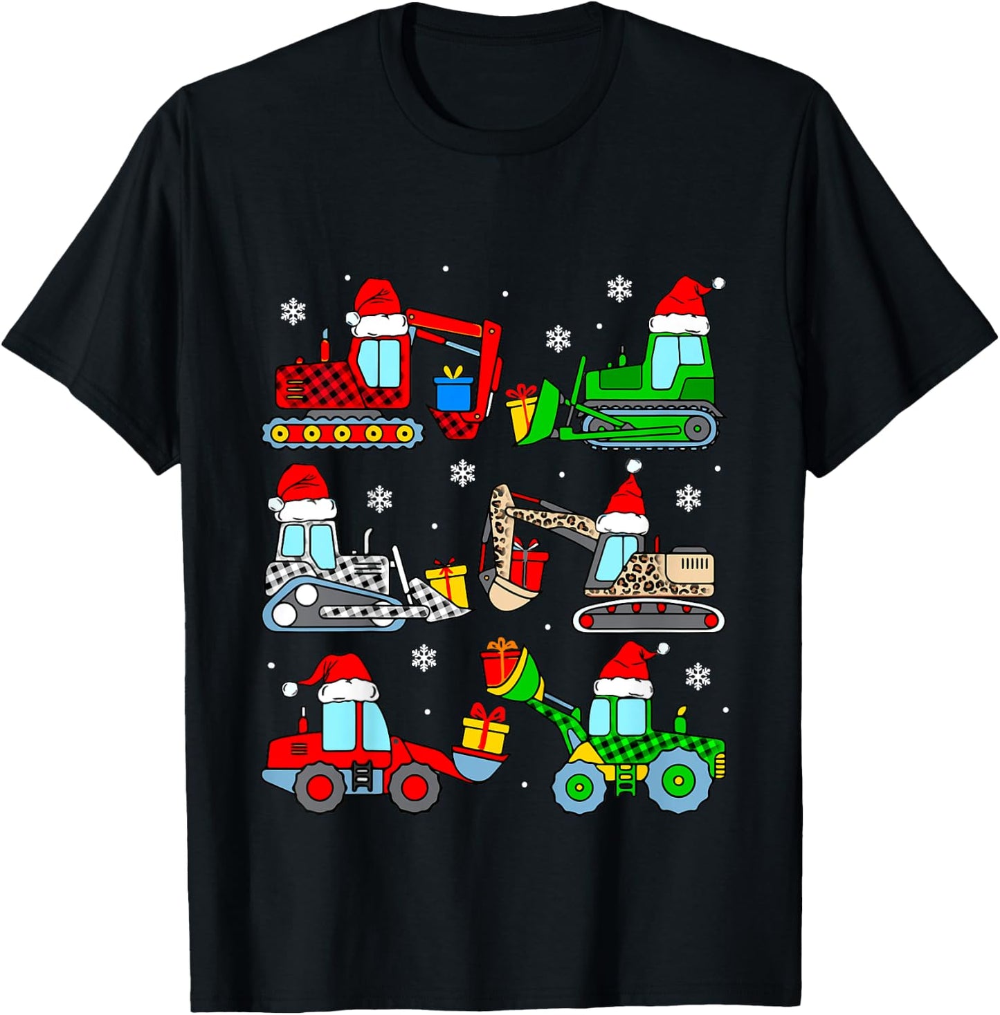 Kids Construction Excavator Christmas Tree for Boys Girls Toddler T-Shirt - T-Shirt | Black