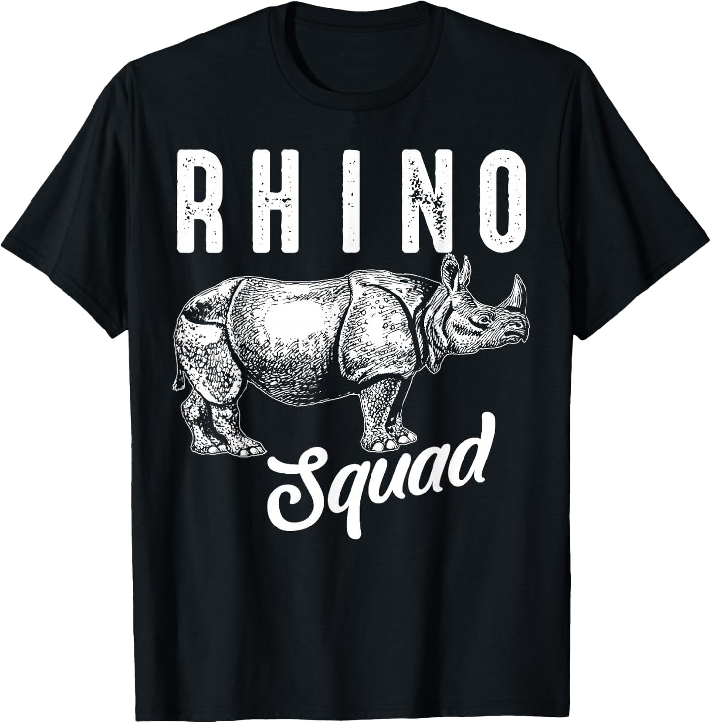 Funny Rhino Art Women Kids Toddler Rhino Lover T-Shirt - T-Shirt | Black