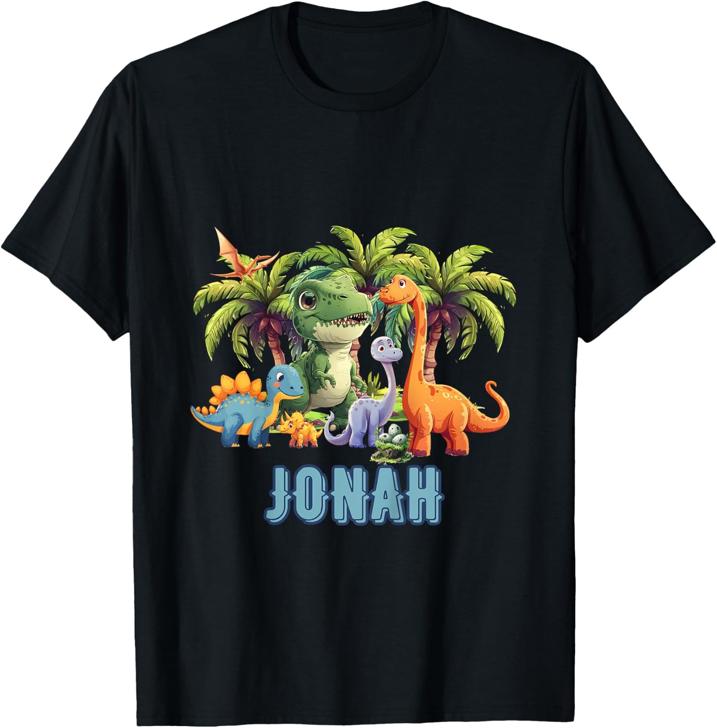 Kids Dinosaur Dino TRex Personalized JONAH T-Shirt - T-Shirt | Black