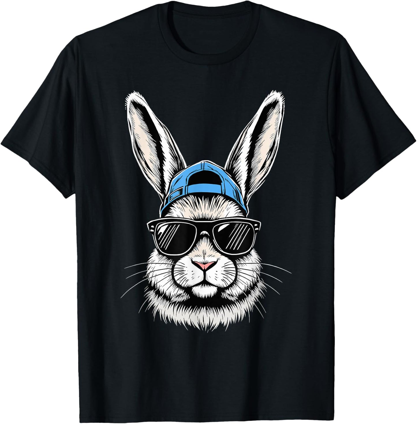 Cool Bunny Face Happy Easter T-Shirt - T-Shirt | Black