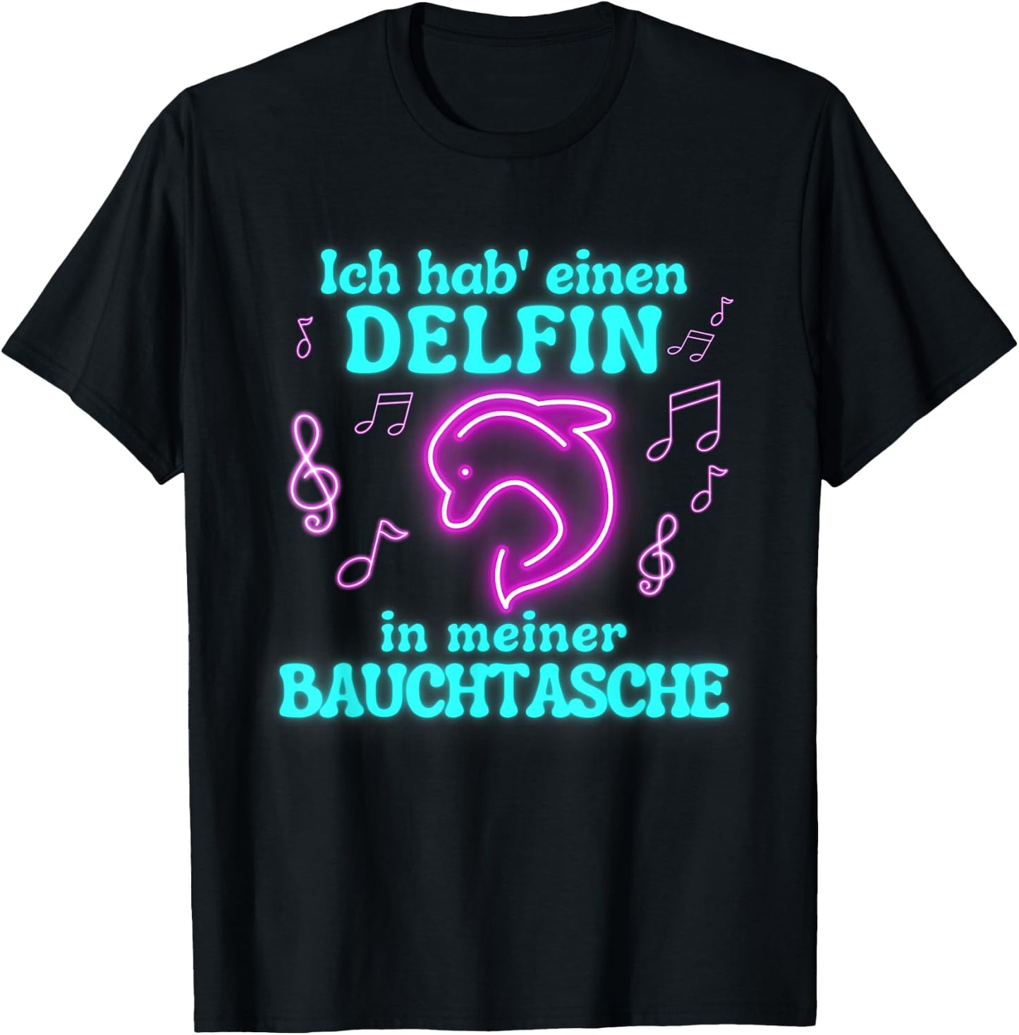 Dolphin in My Bum Bag Party Outfit Summer Mallorca , black T-Shirt - T-Shirt | Black