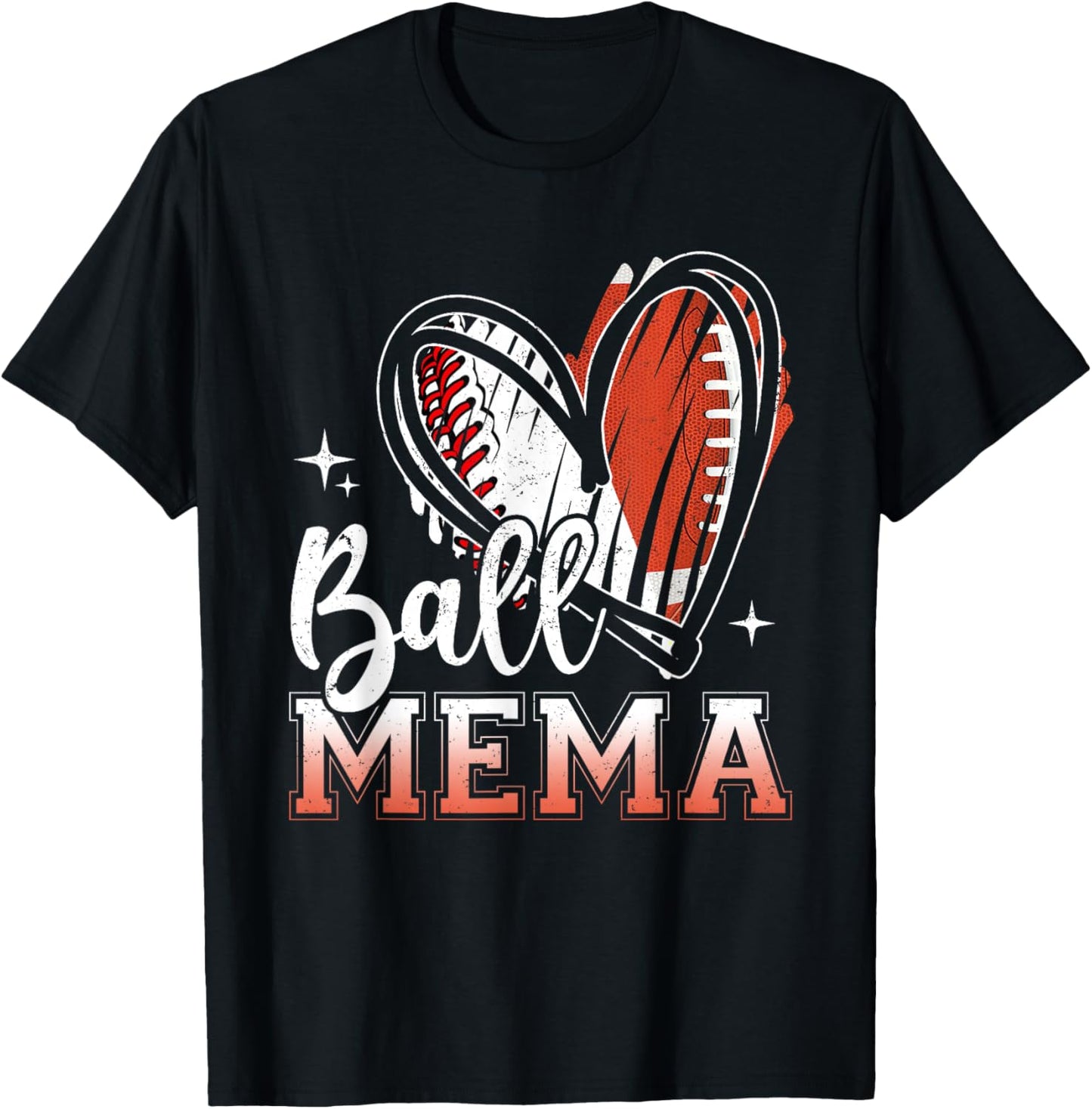 Ball Mema Baseball Football Grandma Mothers Day T-Shirt - T-Shirt | Black