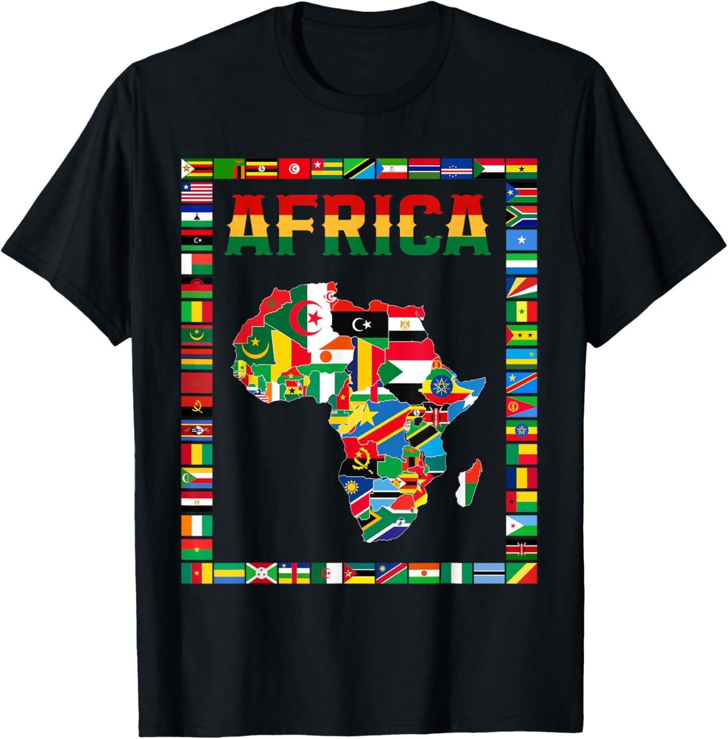 African flags, African flags, map of Africa. , Black, S T-Shirt - T-Shirt | Black