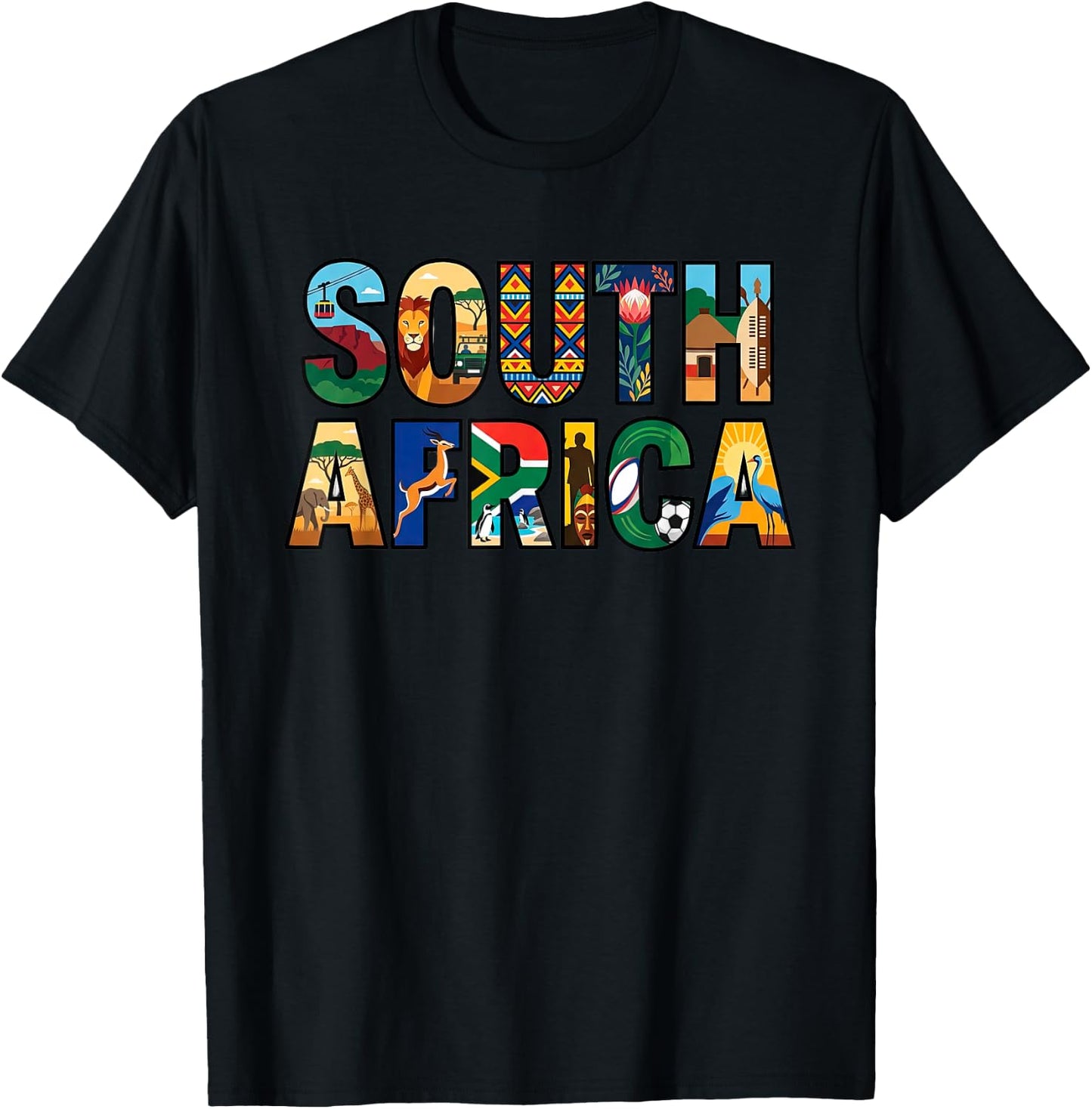 South Africa Souvenir South African Travel Graphic T-Shirt - T-Shirt | Black