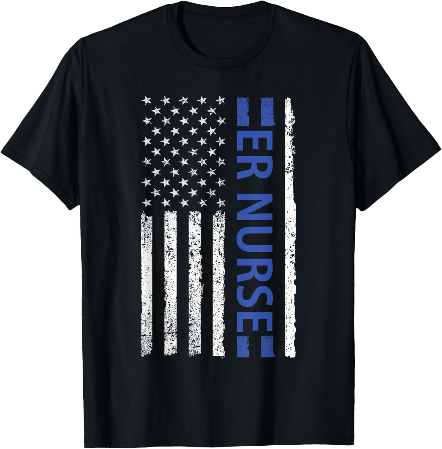 ER Nurse Emergency Room Registered Design with American Flag T-Shirt - T-Shirt | Black