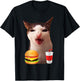 Cat Crunching Food Meme T-Shirt - T-Shirt | Black
