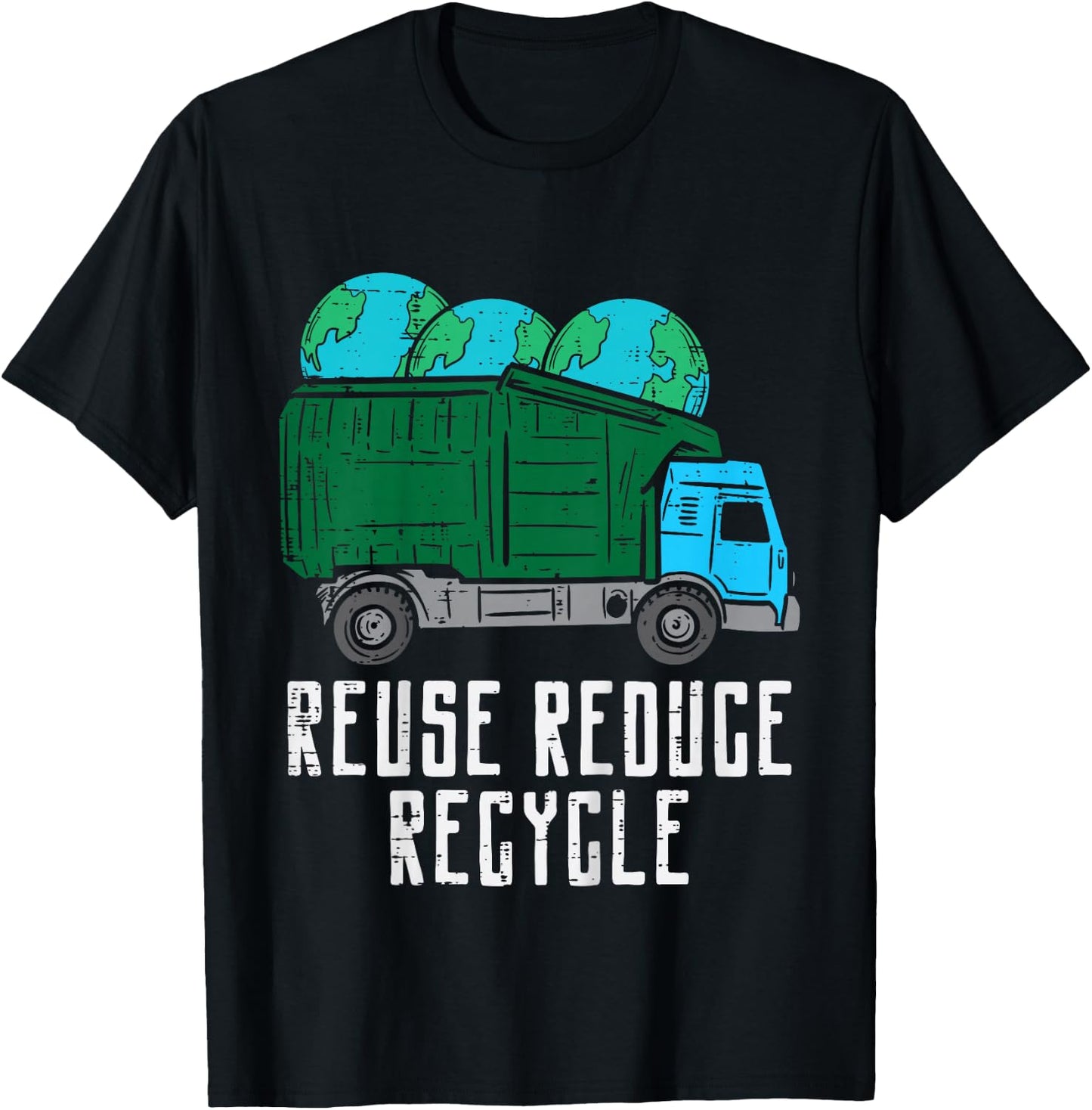 Reuse Reduce Recycle Garbage Truck Earth Boys Kids Toddlers T-Shirt - T-Shirt | Black