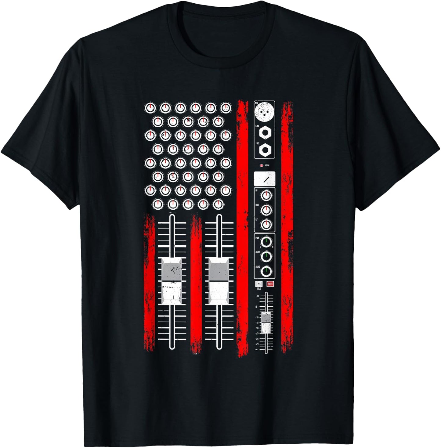 Cool Music Producer American Flag Patriotic DJ T-Shirt - T-Shirt | Black