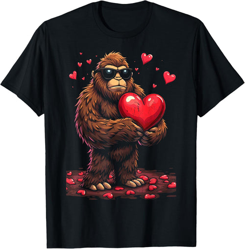 Sunglasses Bigfoot Heart Valentines Day For Boys Men