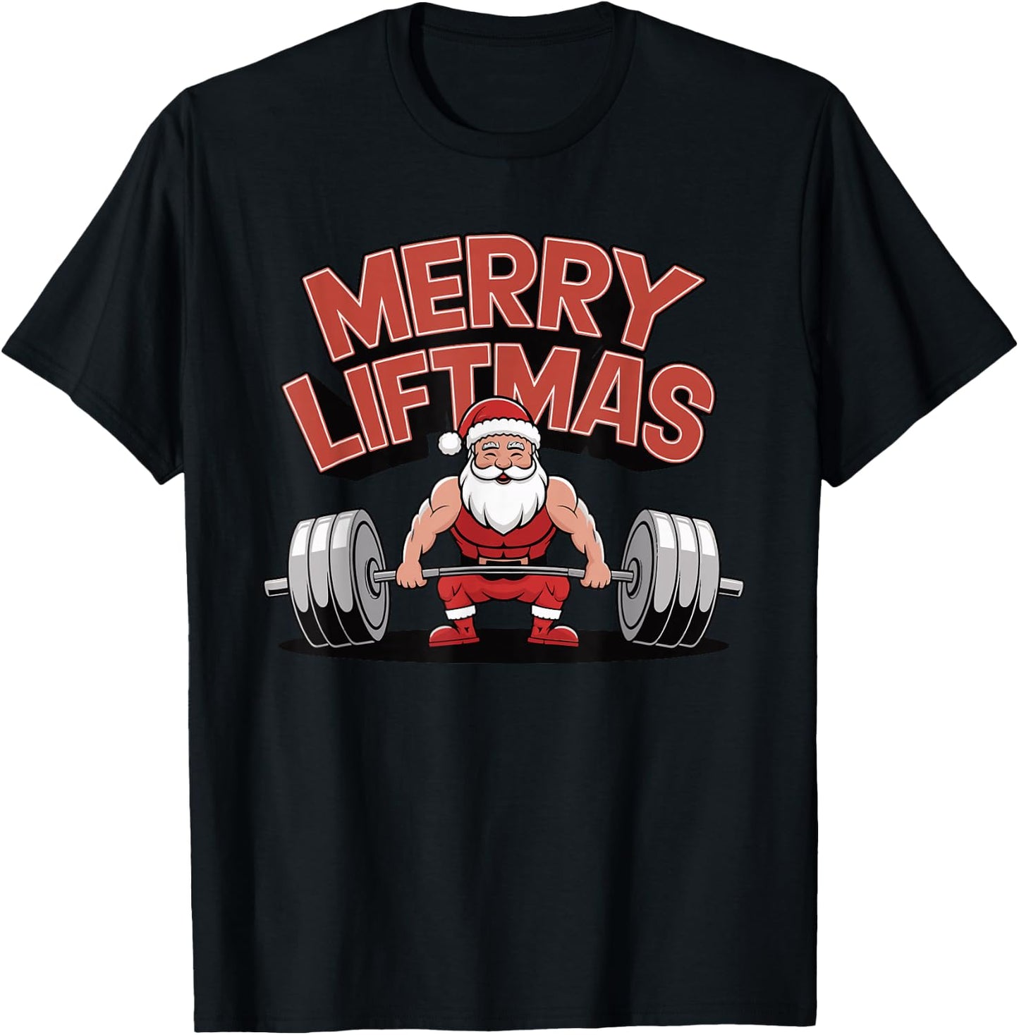Merry Liftmas Weightlifter Fitness T-Shirt - T-Shirt | Black