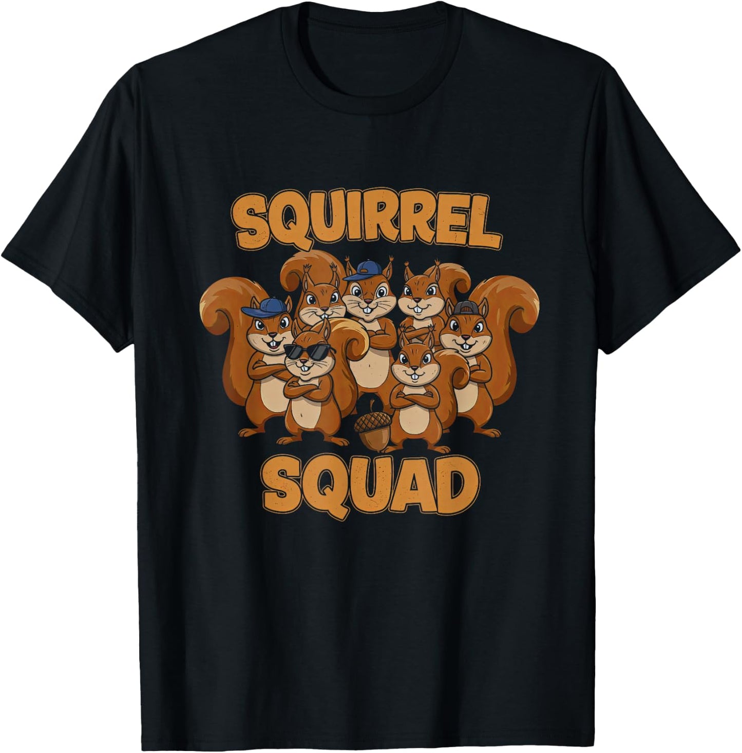 Squirrel Squad Funny Design T-Shirt - T-Shirt | Black