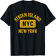 Staten Island NYC Gym Style Distressed Amber Print T-Shirt - T-Shirt | Black