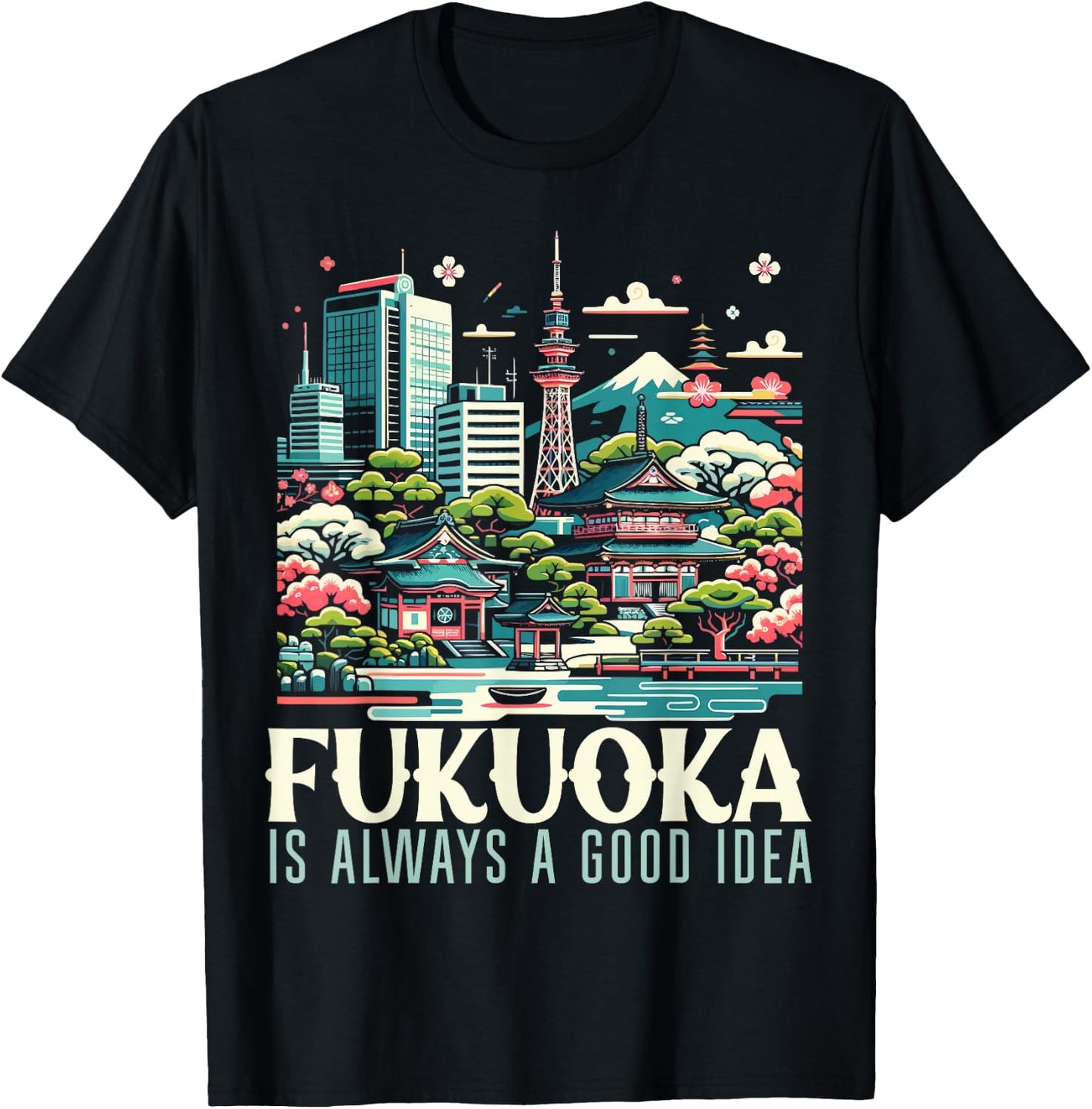 Fukuoka Japan Country Travel Vacation Japanese T-Shirt - T-Shirt | Black