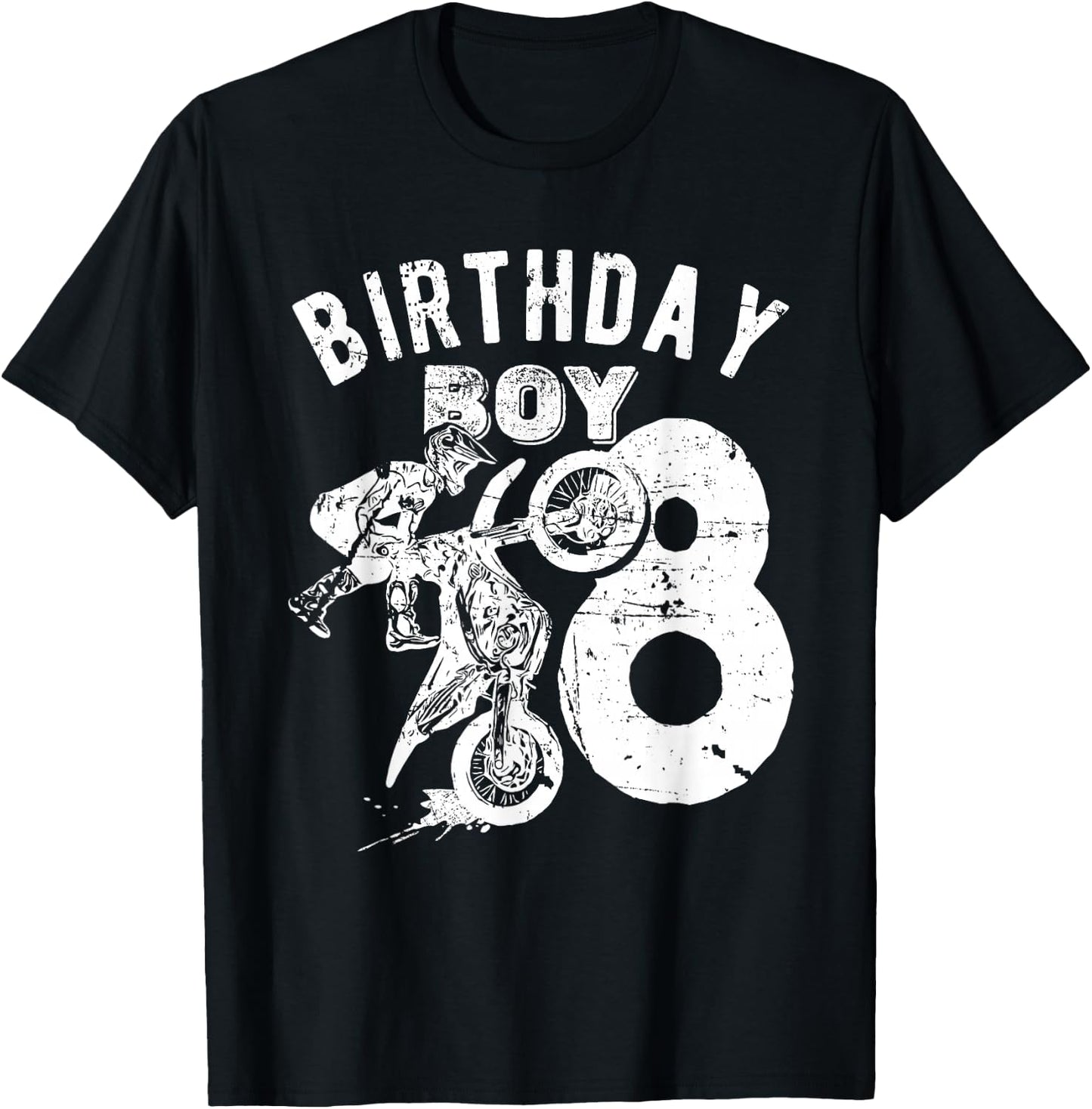 8 years old kid - Birthday boy - Dirt bike - Motorcycle T-Shirt - T-Shirt | Black