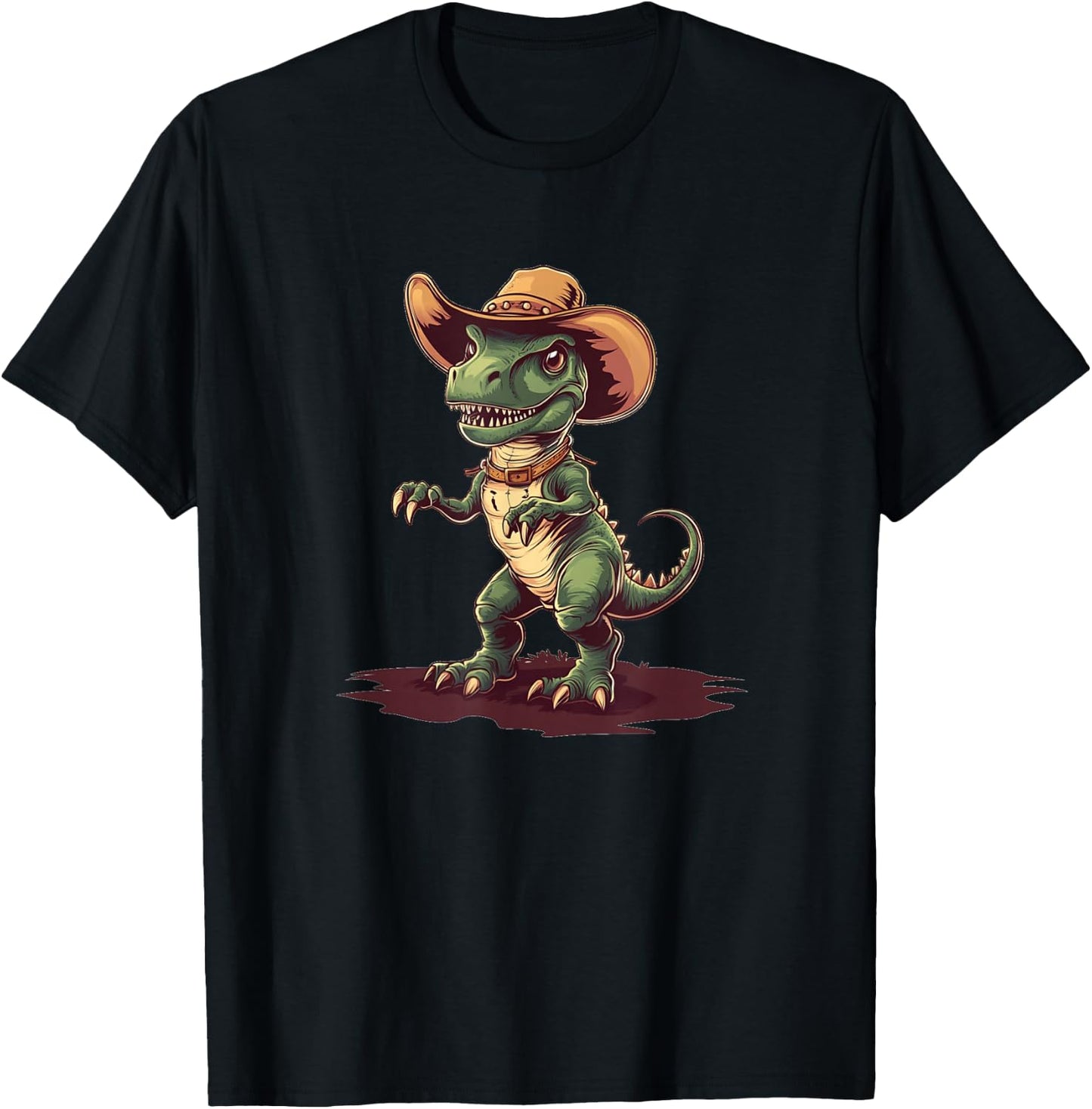 Nice Dinosaur Cowboy for Jurassic Ranch Lovers T-Shirt - T-Shirt | Black