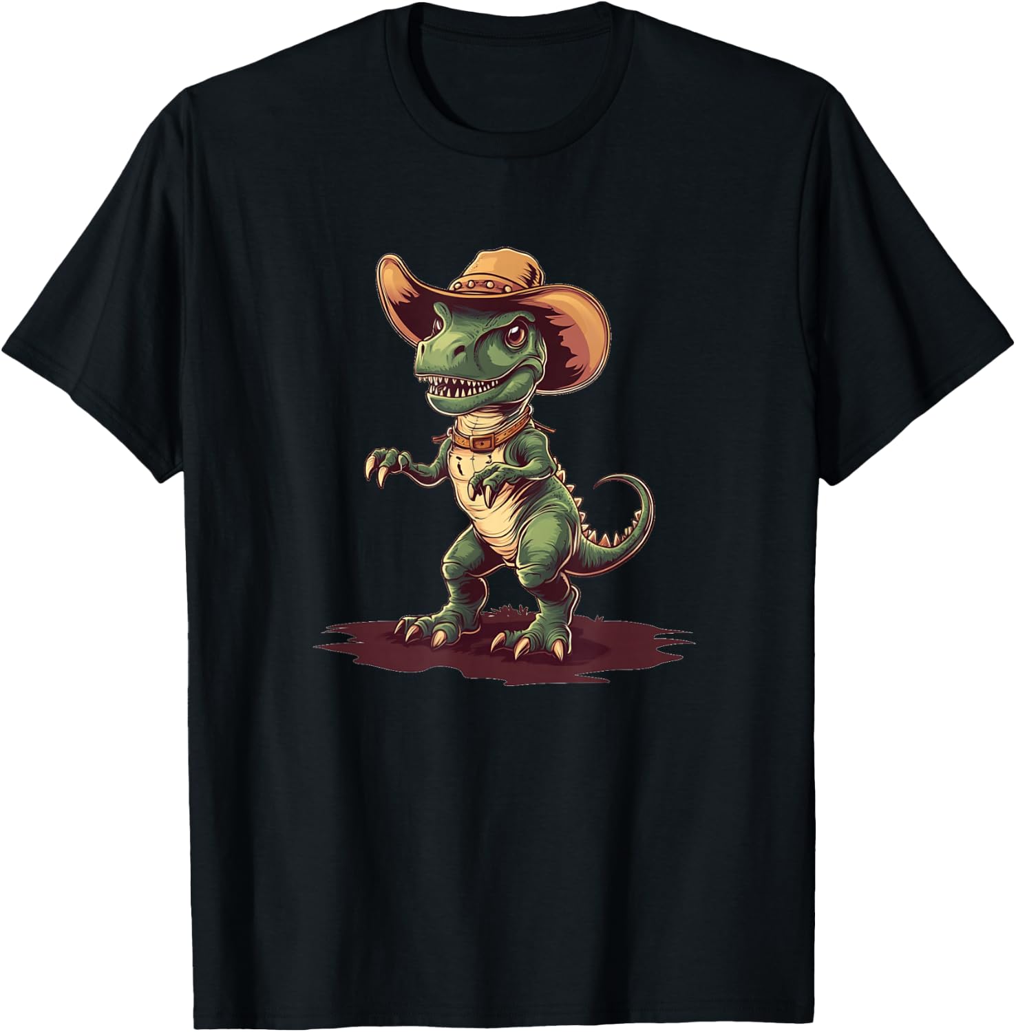 Nice Dinosaur Cowboy for Jurassic Ranch Lovers T-Shirt - T-Shirt | Black