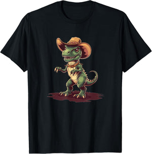 Nice Dinosaur Cowboy for Jurassic Ranch Lovers T-Shirt - T-Shirt | Black