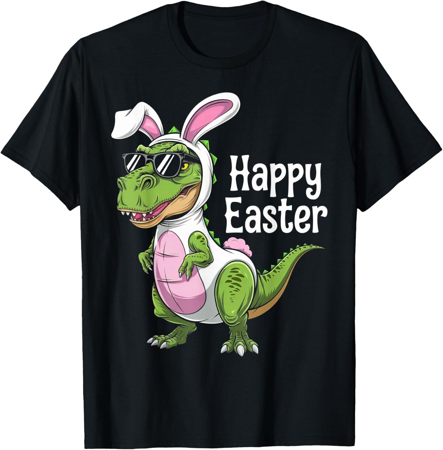 Dinosaur Easter Egg Hunt Bunny T-Shirt - T-Shirt | Black