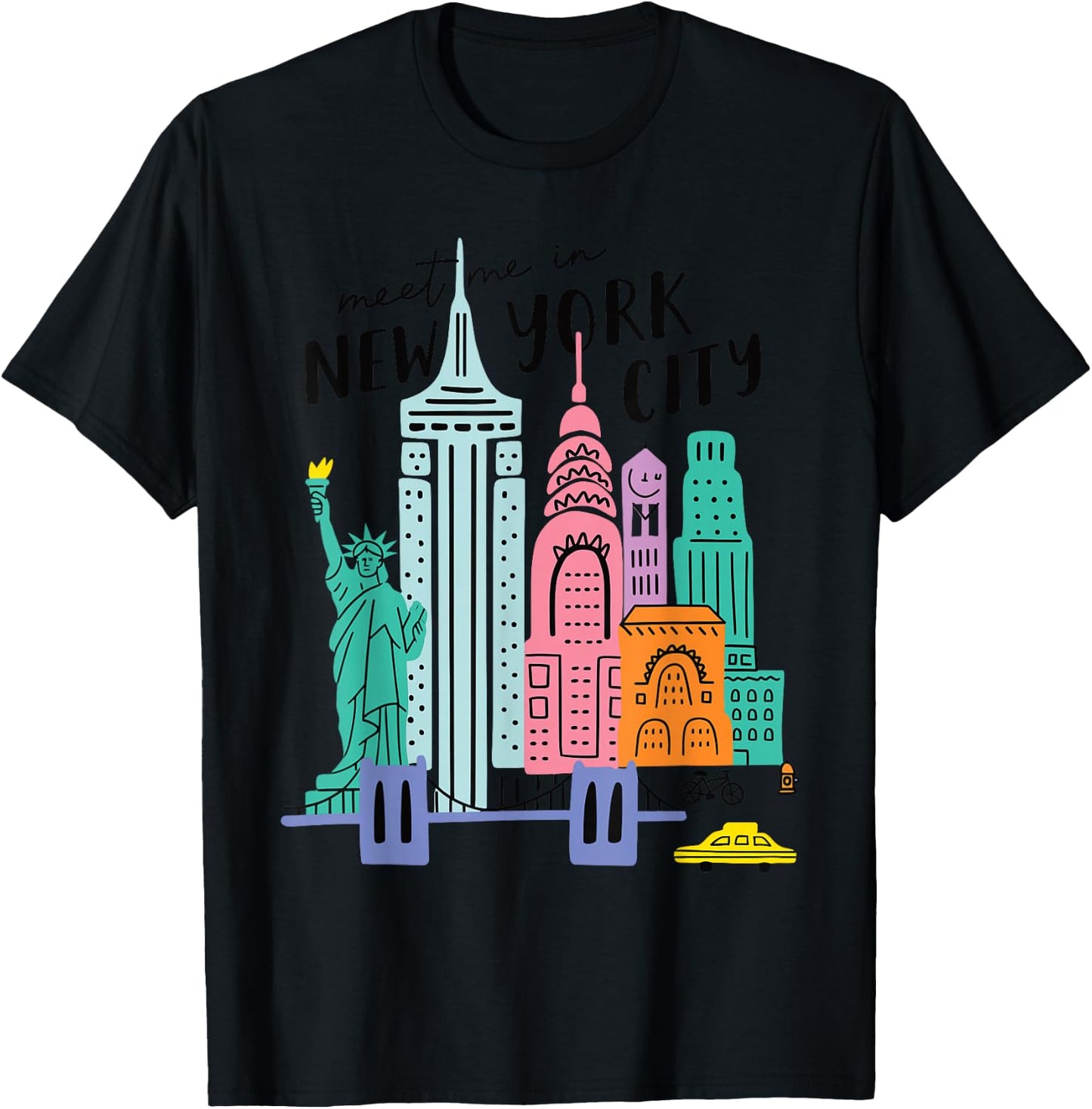 Meet me in New York - Mignon État américain Voyage Retro T-Shirt - T-Shirt | Black
