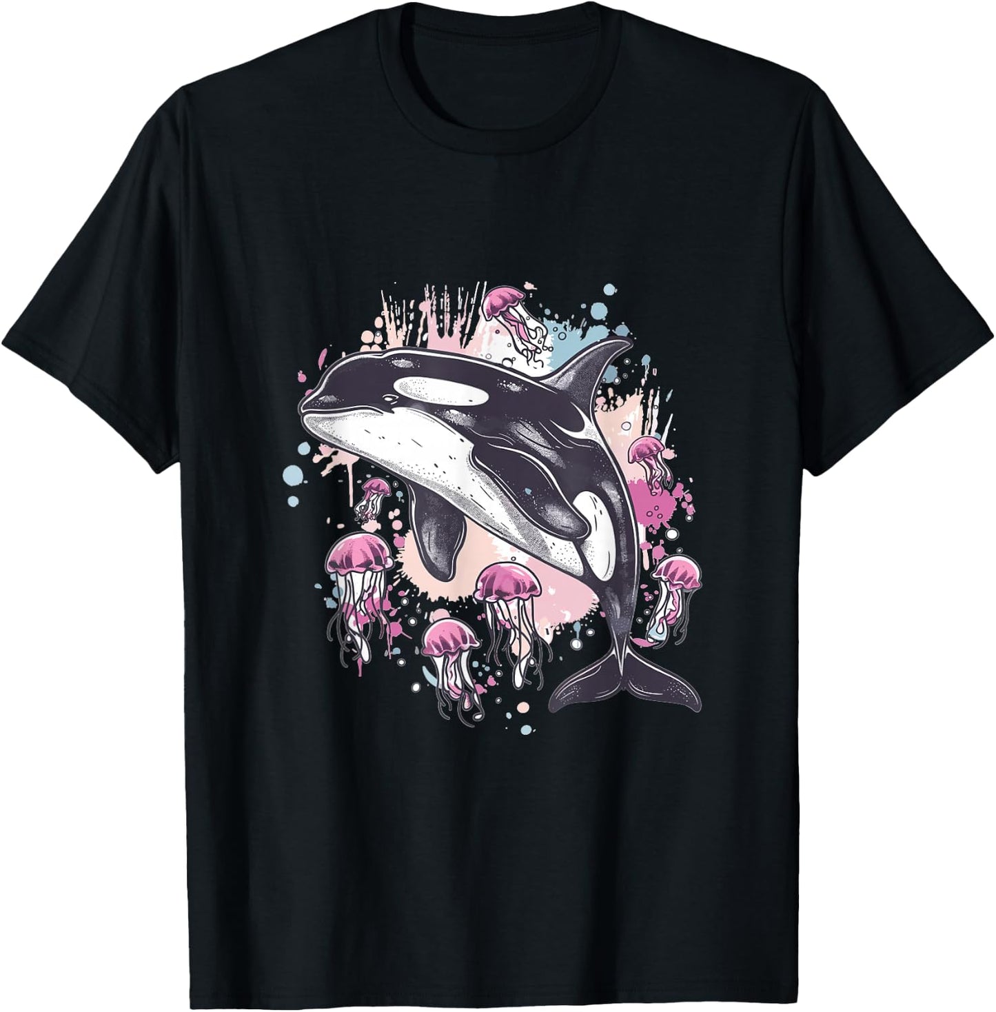 Orca Whale Jellyfish Graphic T-Shirt - T-Shirt | Black