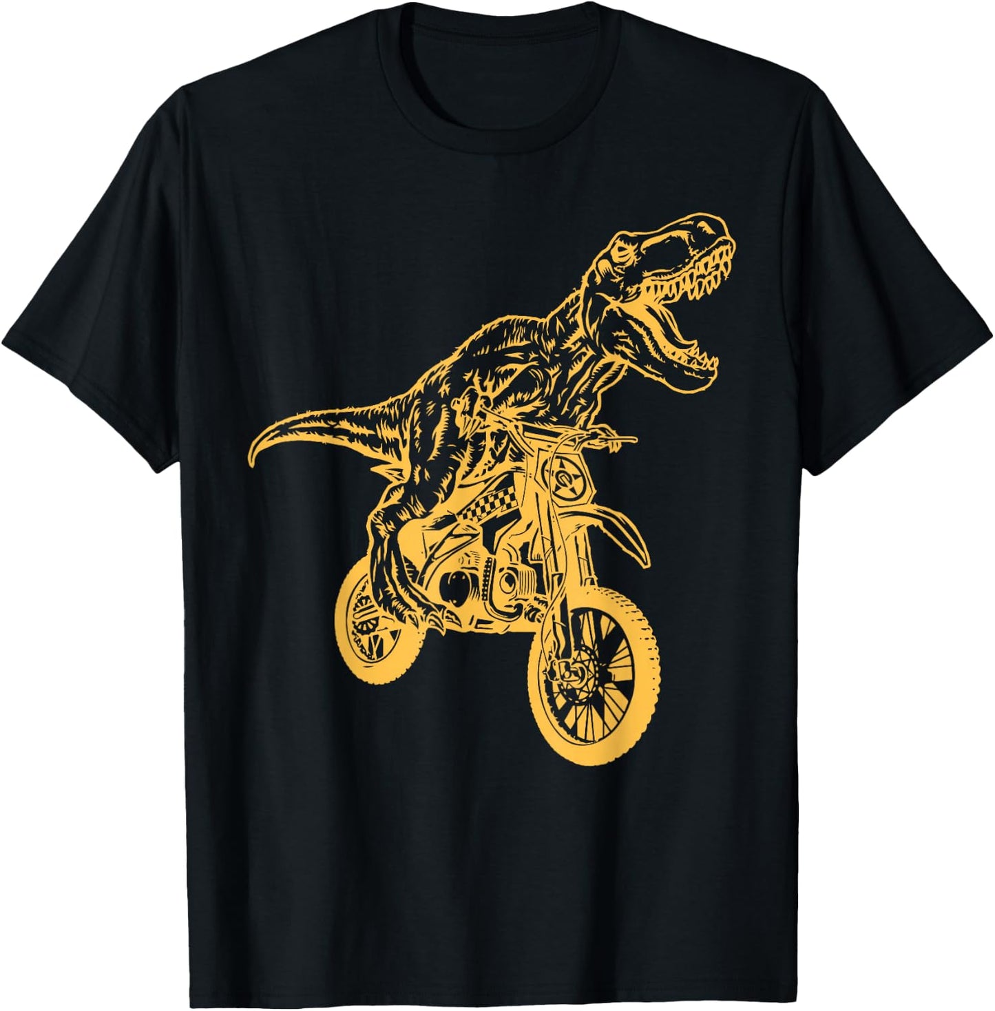 Motocross Dinosaur Dirtbike Dino - Dirt Bike Dinosaur T-Shirt - T-Shirt | Black