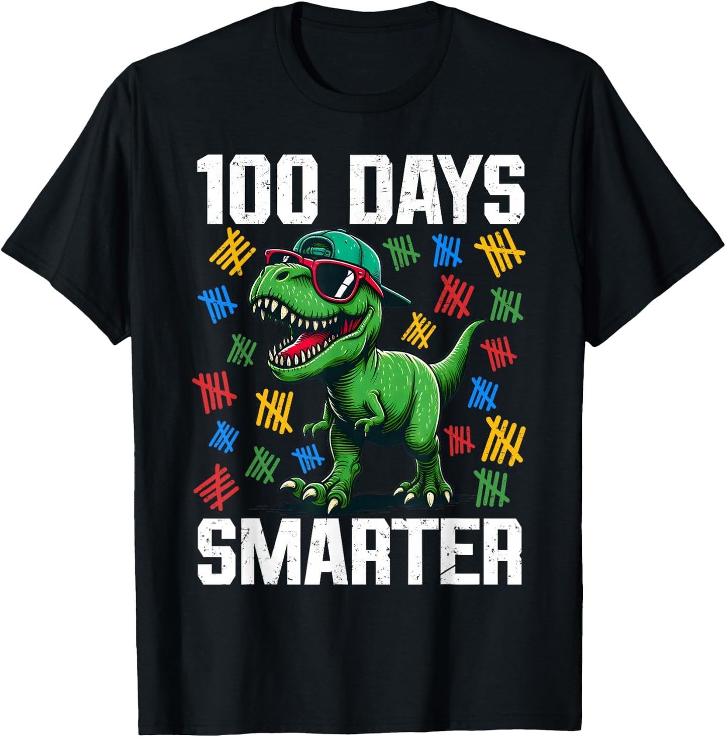 100 Days Smarter Dinosaur 100 Days Of School Boys Toddler T-Shirt - T-Shirt | Black