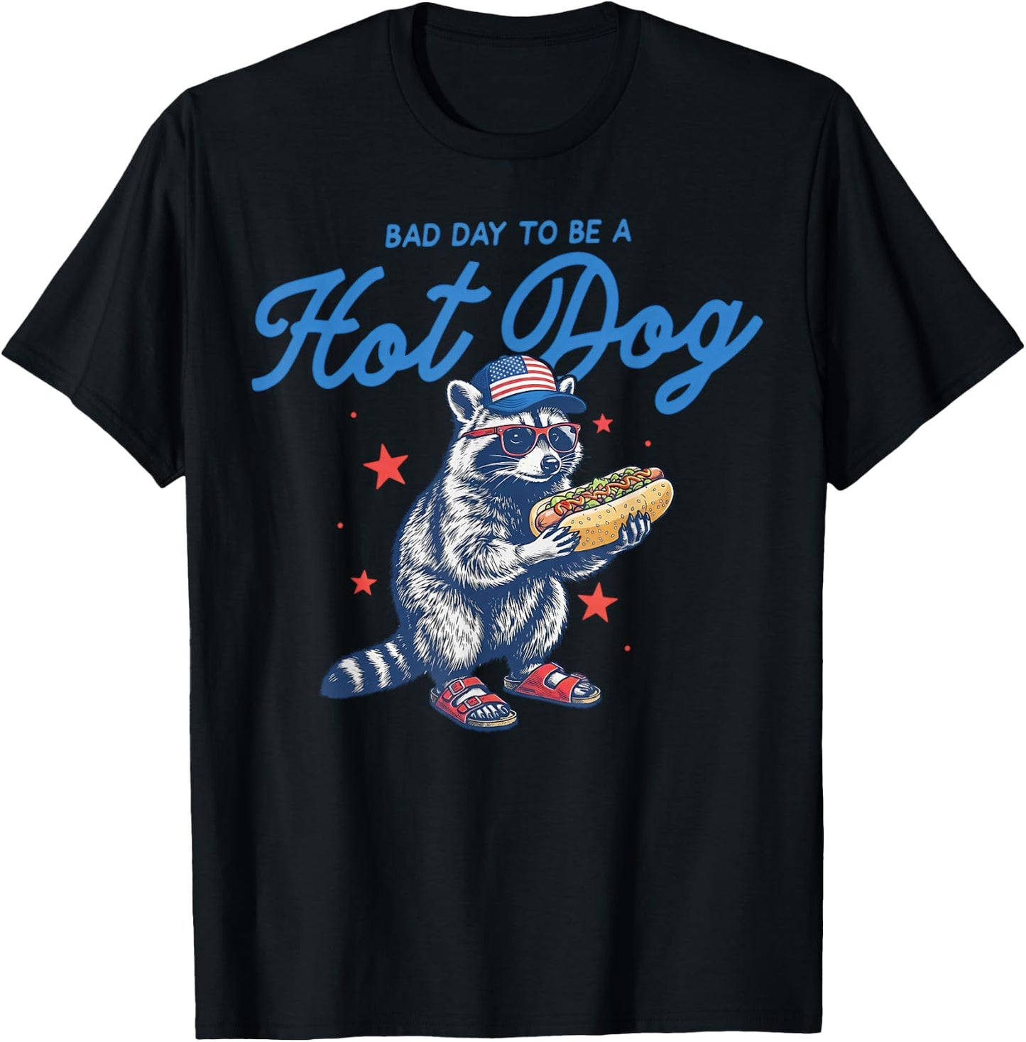 Bad Day to Be A Hotdog Funny Raccoon Merica 4th of July Kids T-Shirt - T-Shirt | Black