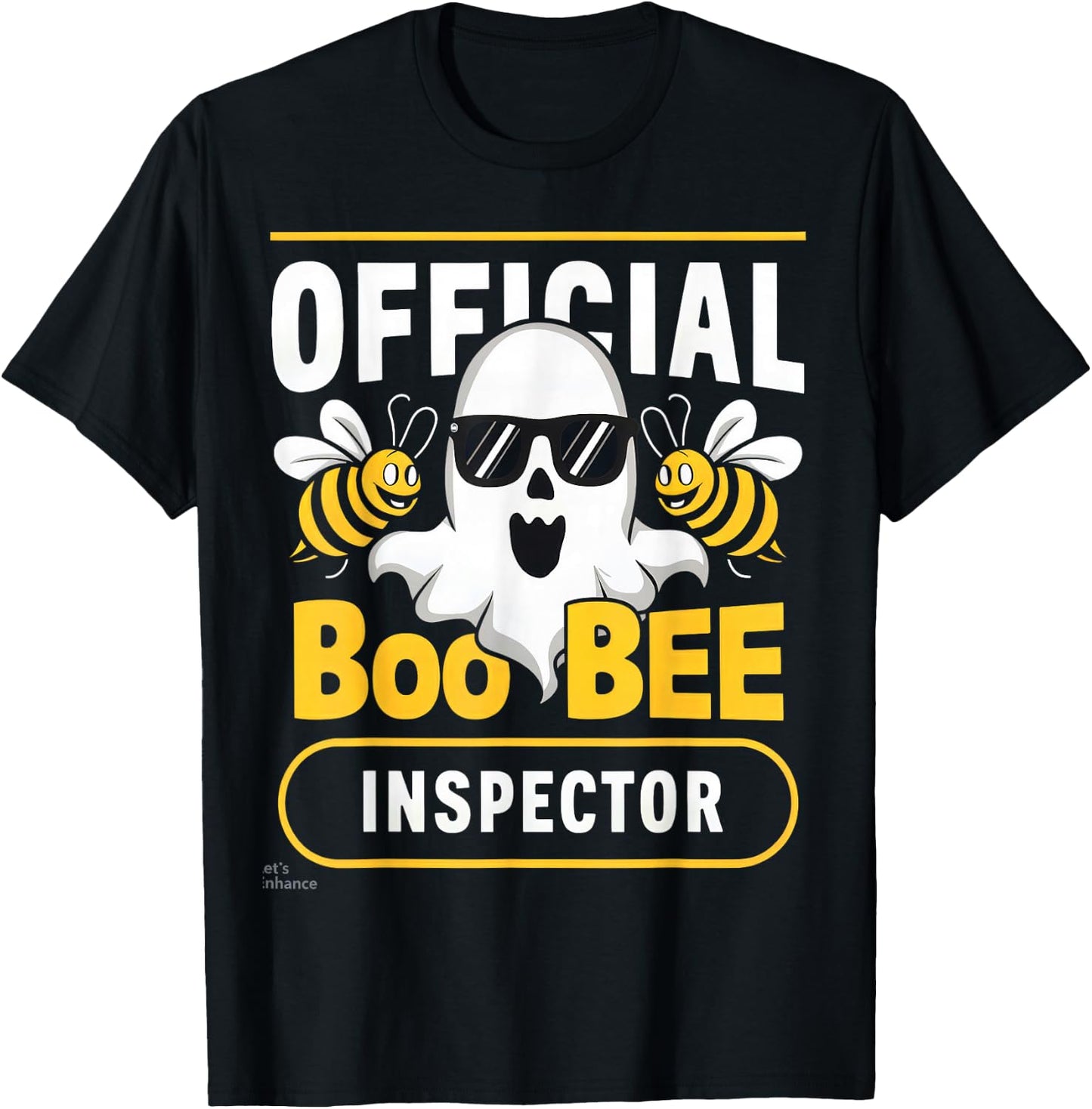 Official Boo Bee Inspector Halloween Humor Funny Ghost T-Shirt - T-Shirt | Black