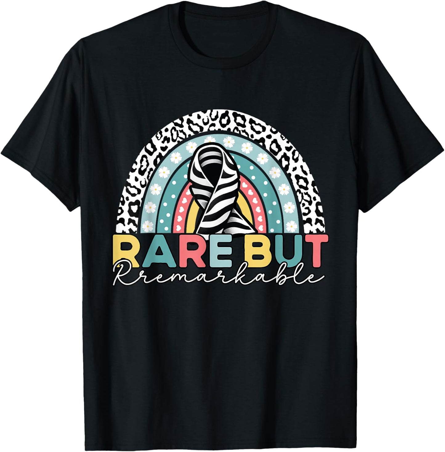Rare Disease Awareness -Zebra Ribbon Rare Disease Day T-Shirt - T-Shirt | Black