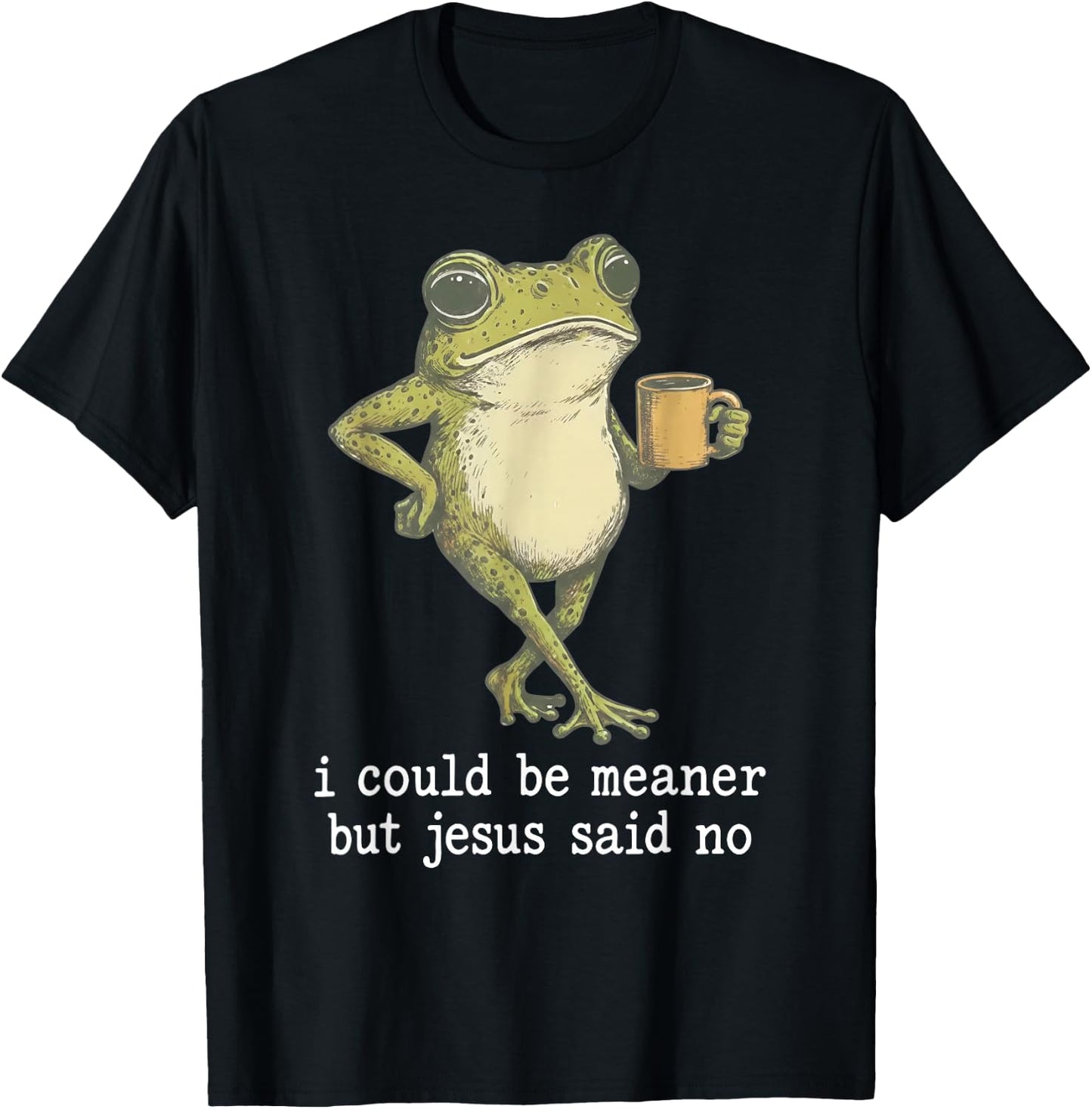 I Could Be Meaner But Jesus Said No Funny Frog T-Shirt - T-Shirt | Black