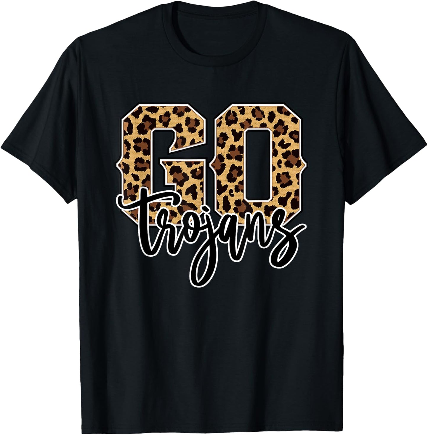 Trojans Go Trojans Leopard Print Graphic T-Shirt - T-Shirt | Black