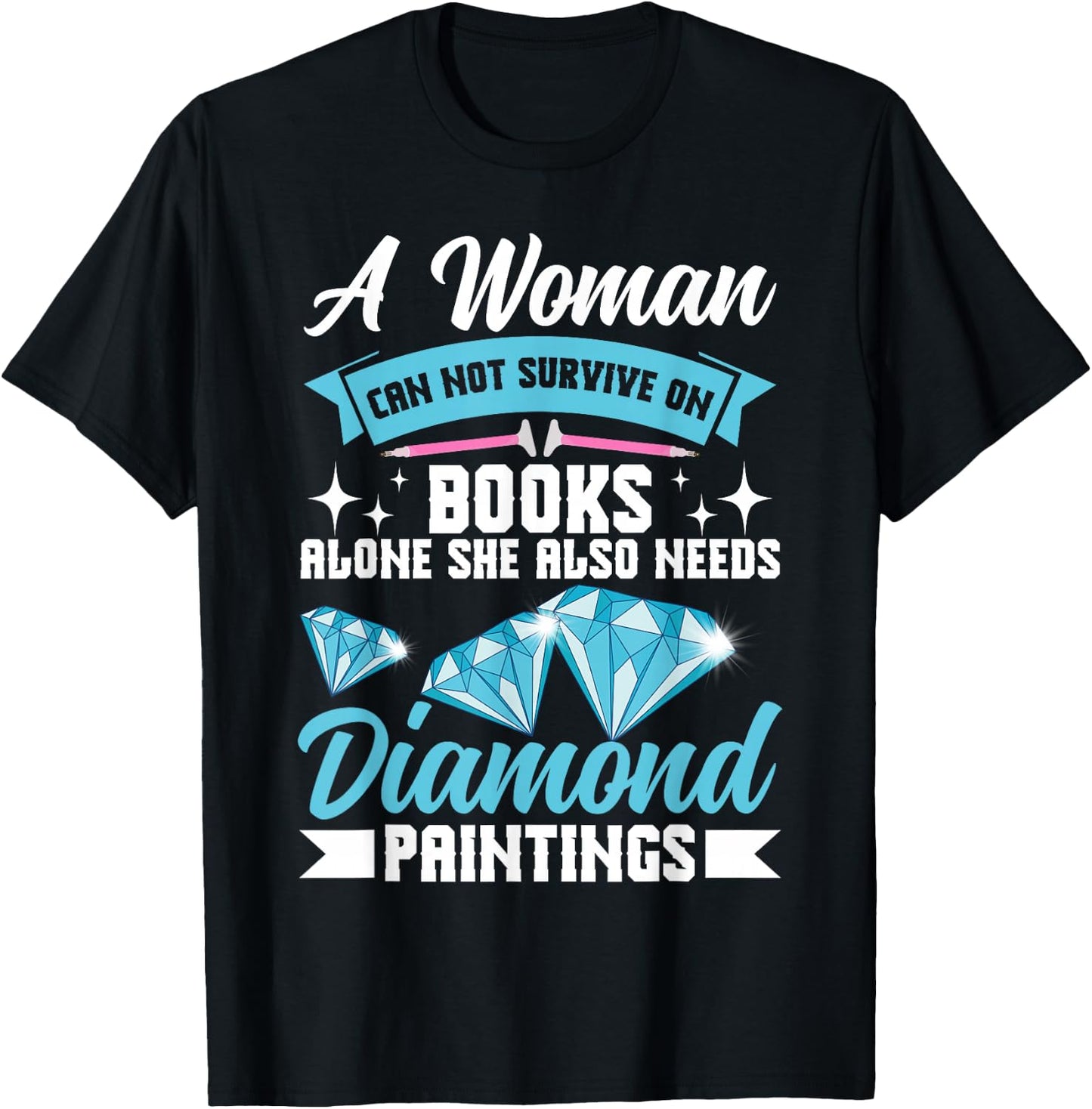 Diamond Artist Books Women Crafting Diamond Painting T-Shirt - T-Shirt | Black