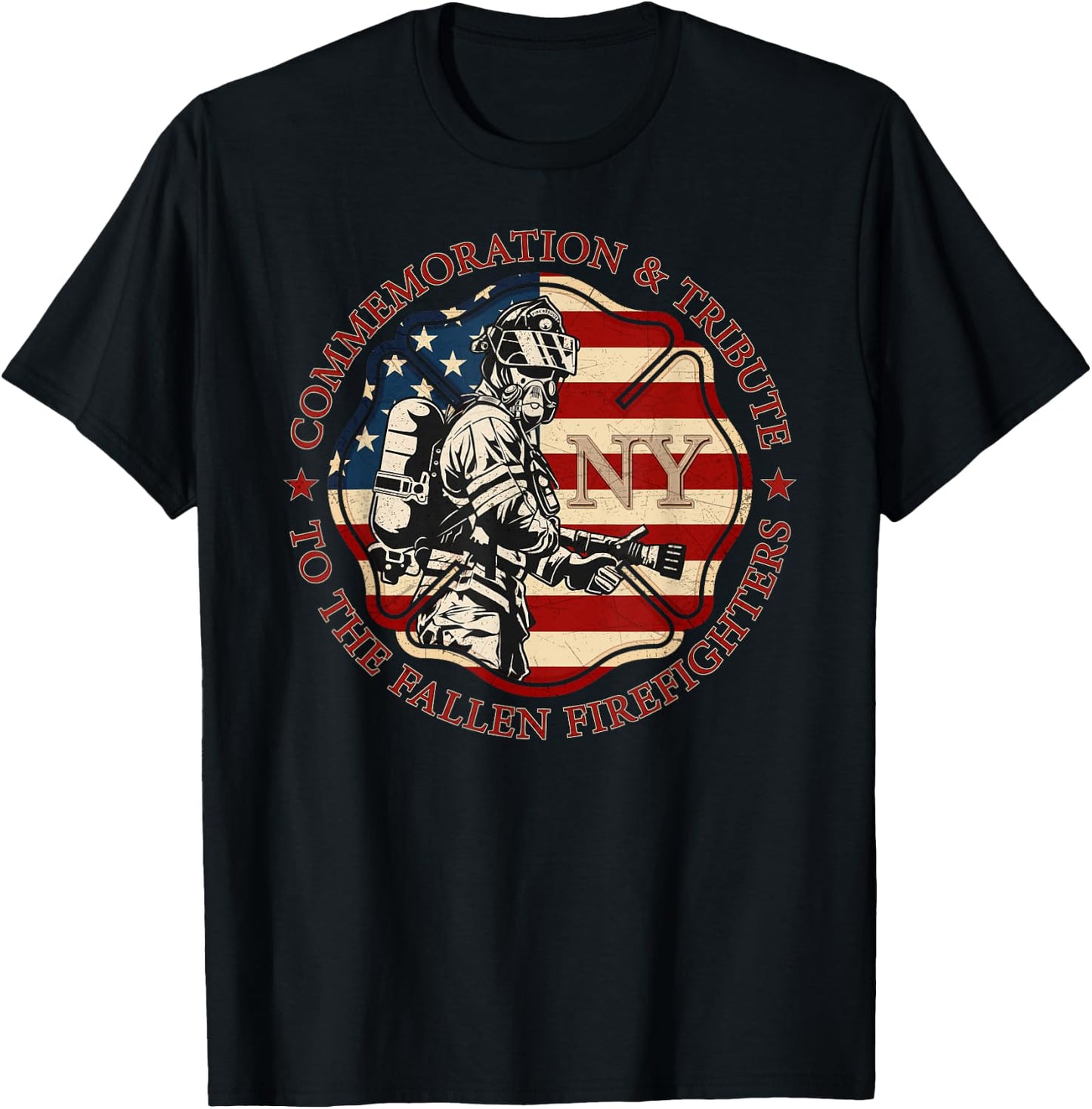 The Fallen Firefighters Of New York New York Fire department T-Shirt - T-Shirt | Black