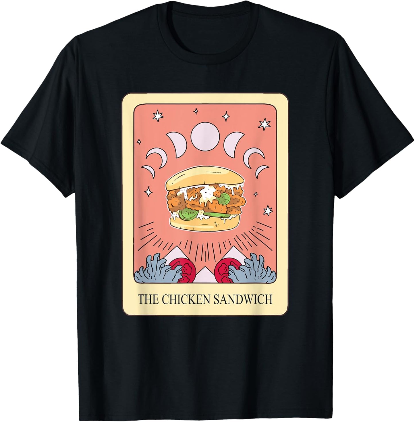 Chicken Sandwich Tarot Card Shirt Funny Chicken Burger T-Shirt - T-Shirt | Black