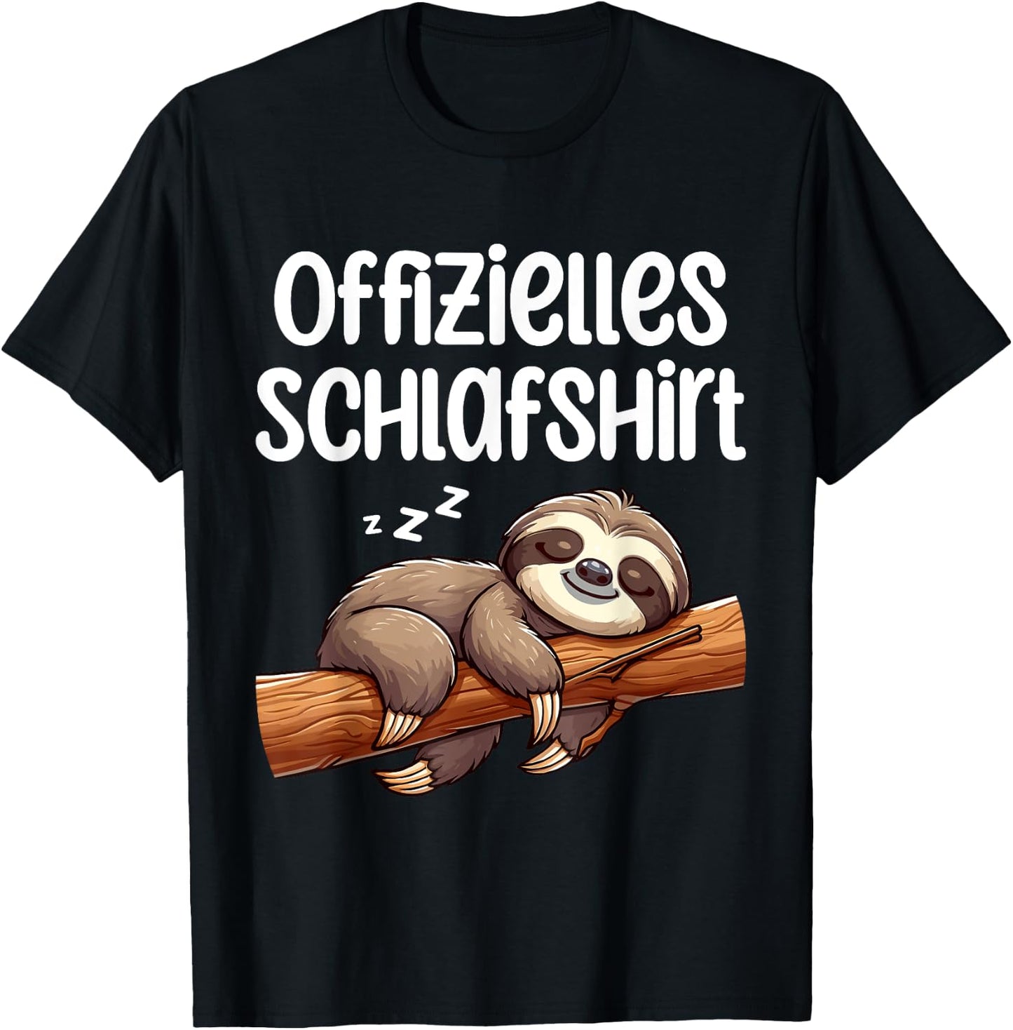 Official Sleep Shirt Cute Sloth Pyjamas Nightdress , black T-Shirt - T-Shirt | Black
