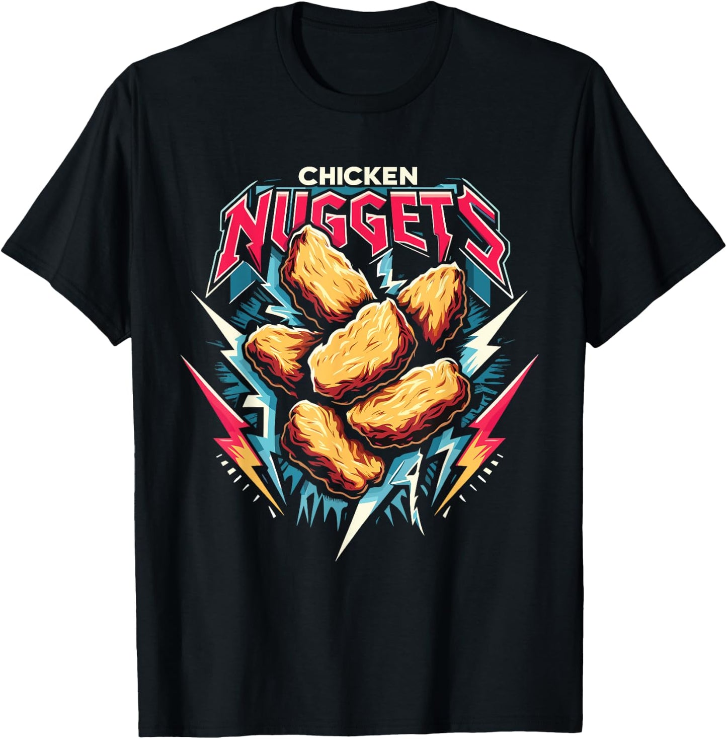 Chicken Nuggets Heavy Metal World Tour Hardcore Music T-Shirt - T-Shirt | Black