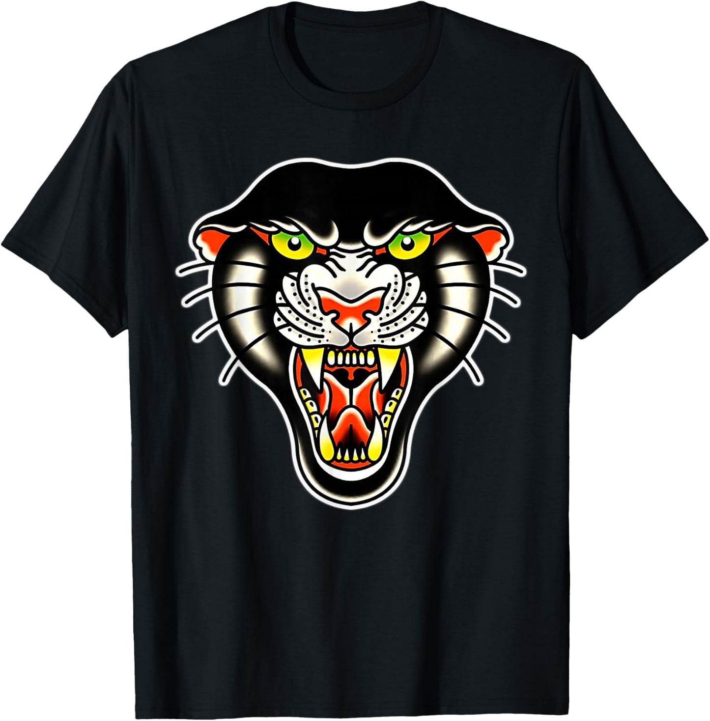 Panther Head Traditional Tattoo Flash T-Shirt - T-Shirt | Black